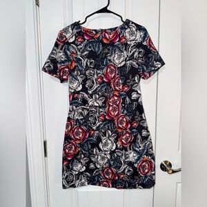 Like New French Connection Size Large/10 Black and Pink Floral Mini Dress